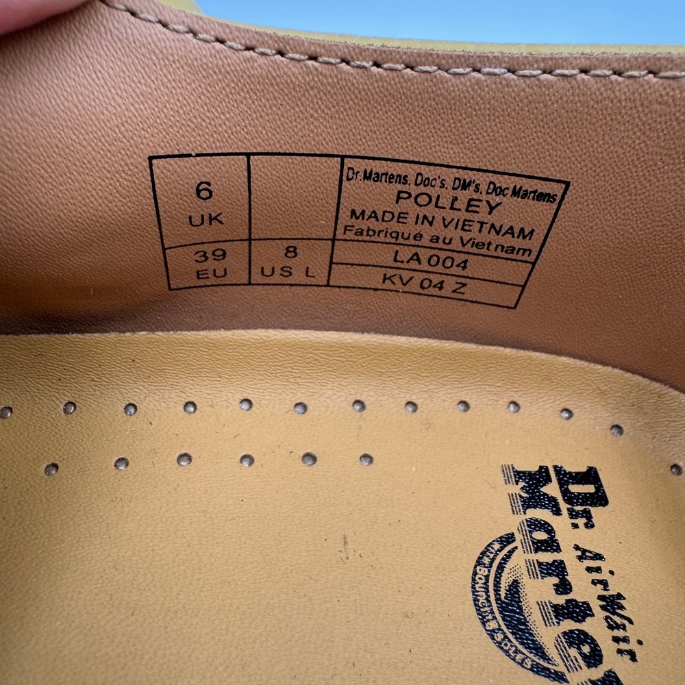 Dr. Martens Polley Mary Jane Mustard Yellow Virginia Leather Shoes Womens 8 - Picture 6 of 6